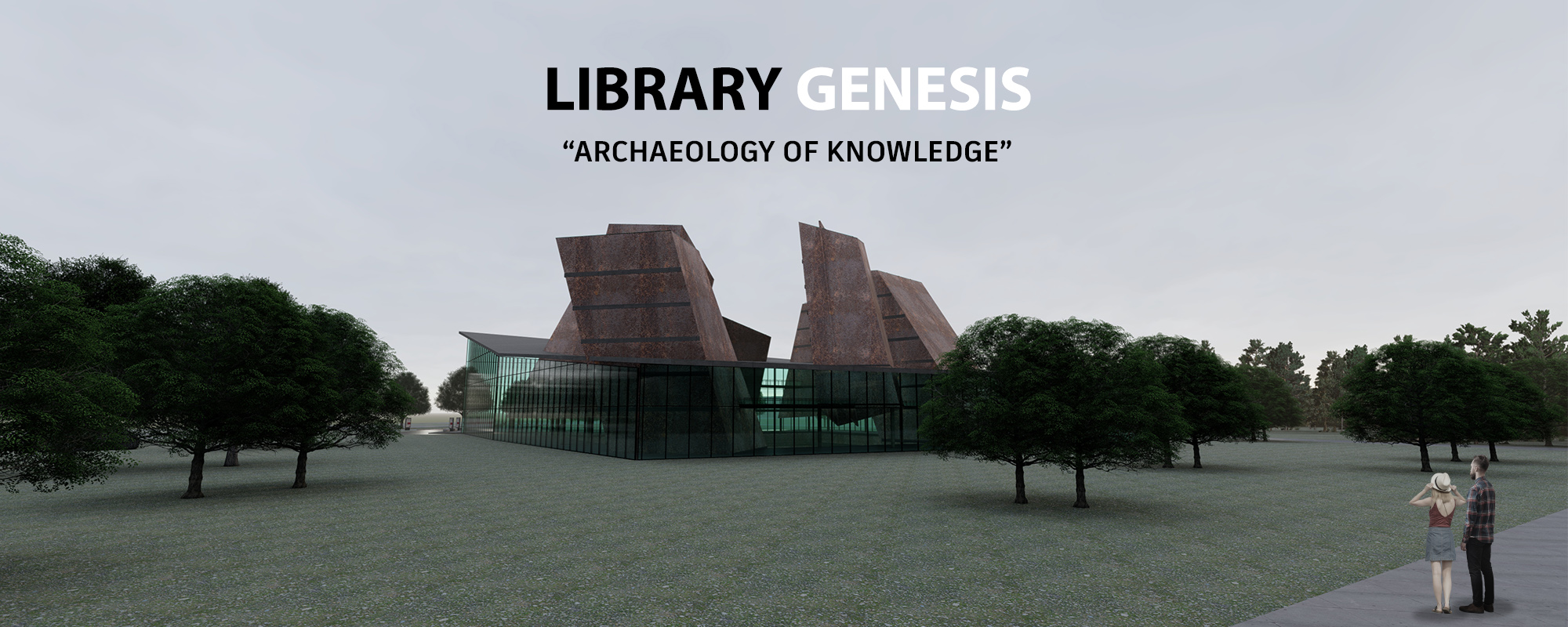 Archeology of Knowledge library competition entry with layered public reading spaces