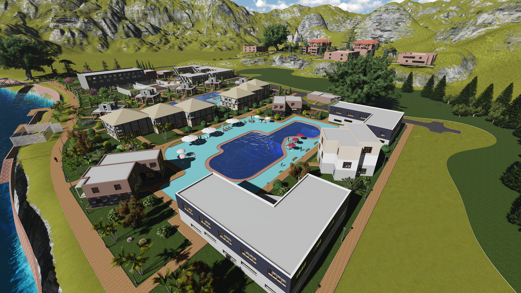 Tourist complex on the Varzob of Tajikistan.