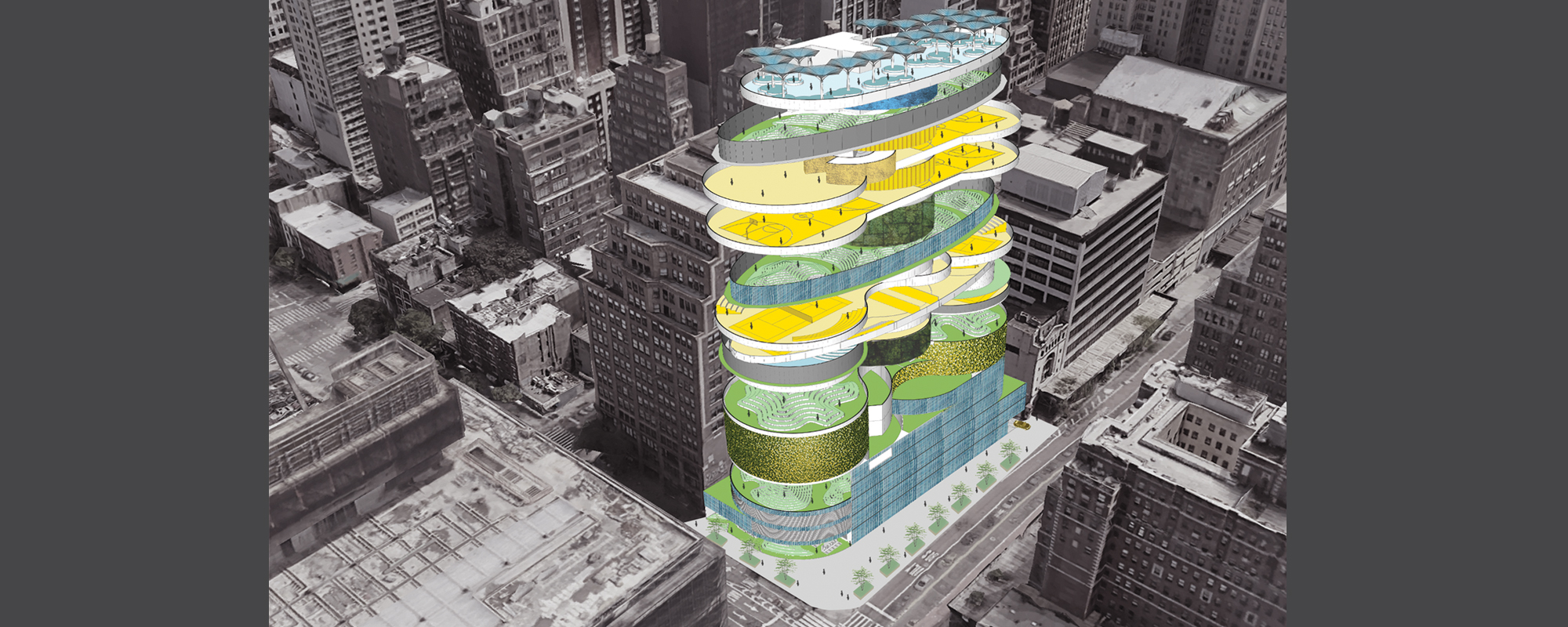 VERTI-PARK: a vertical stacking of parking, sports, and green space in New York City